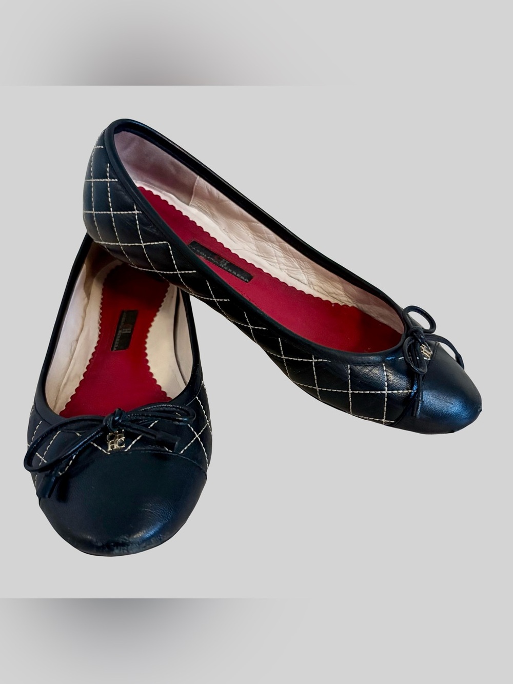 Carolina Herrera Quilted Initials Insignia Flats - Black - Size 8
